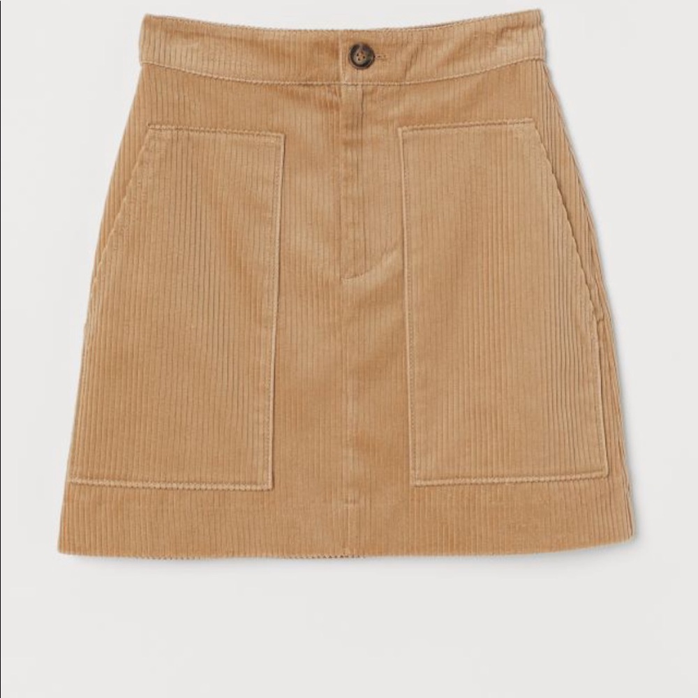 Corduroy Beige Skater Skirt from H&M Sz 8